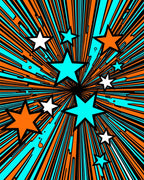 Explosion Starburst Orange Cyan Rug