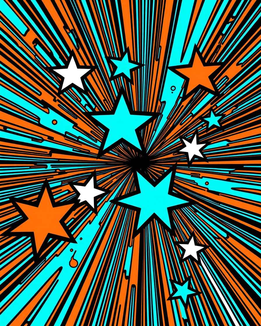 Explosion Starburst Orange Cyan Rug