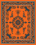 Orange and Navy Floral Medallion Rug