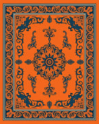 Orange and Navy Floral Medallion Rug
