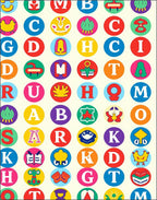 Colorful Alphabet Circles Collage Rug