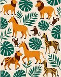 Wild Safari Animals Jungle Foliage Rug