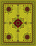 Bold Red Sunburst Yellow Geometric Rug