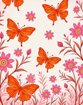 Orange Butterflies Pink Bloom Meadow Rug