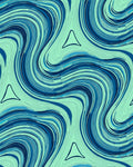 Aqua Blue Marbled Swirls Rug