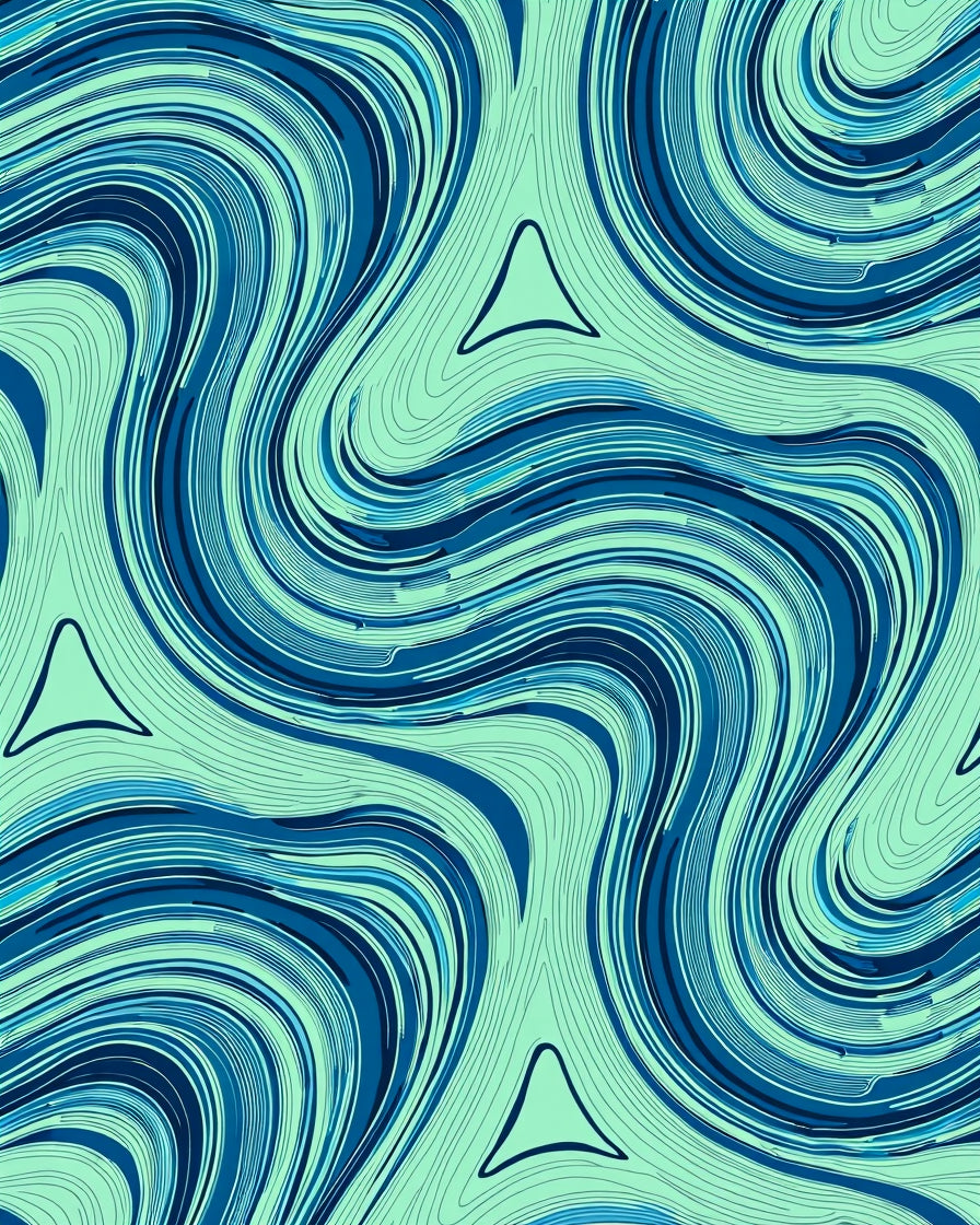 Aqua Blue Marbled Swirls Rug