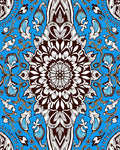 Vibrant Blue Floral Mandala Art Rug