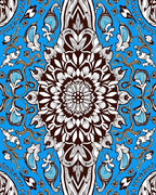 Vibrant Blue Floral Mandala Art Rug