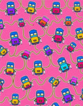 Whimsical Pink Robot Abstract Play Rug