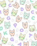 Whimsical Owl Alphabet Pastel Collage Rug