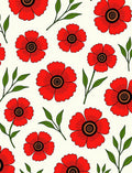 Bold Red Floral Blossom Art Rug