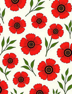 Bold Red Floral Blossom Art Rug