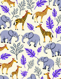 Safari Elephants And Zebras Jungle Rug