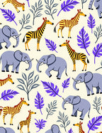 Safari Elephants And Zebras Jungle Rug