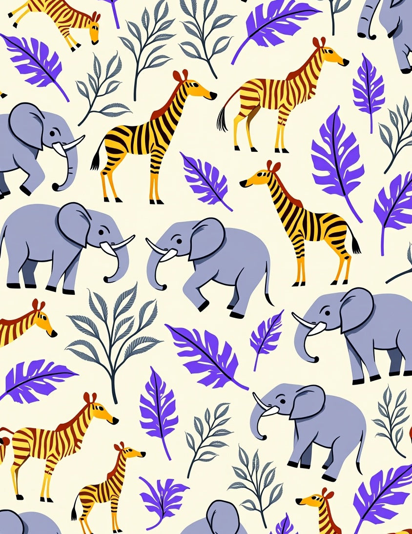 Safari Elephants And Zebras Jungle Rug