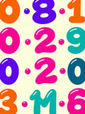 Bright Colorful Number Bubble Collection Rug