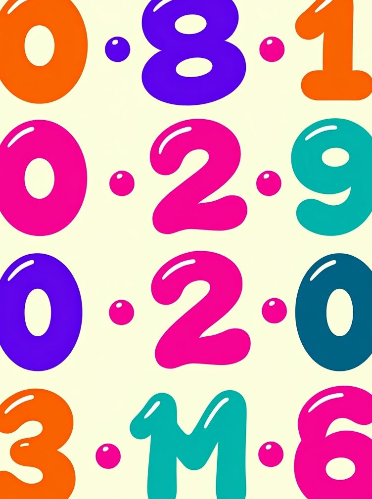 Bright Colorful Number Bubble Collection Rug