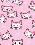 Pink Happy Kawaii Cat Faces Print Rug