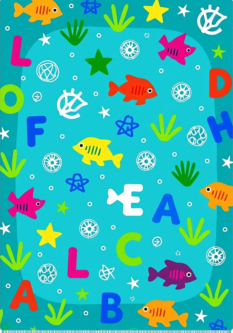 Ocean Alphabet Fish Marine Adventure Rug