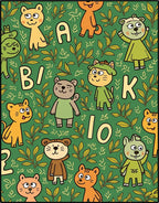 Whimsical Animal Alphabet Green Foliage Rug