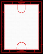 Minimalist Red Outline Geometric Court Rug