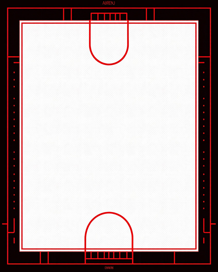 Minimalist Red Outline Geometric Court Rug