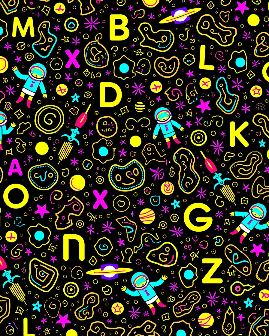 Cosmic Astronaut Alphabet Fun Rug