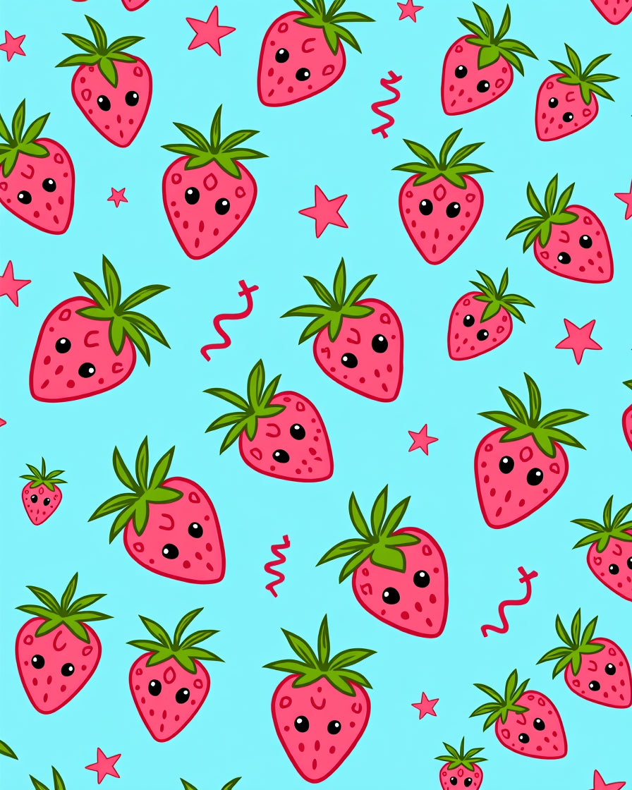 Cute Pink Strawberry Hearts Confetti Rug