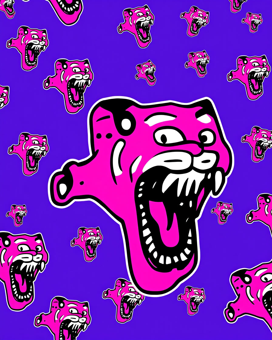 Vibrant Pink Panther Purple Background Rug