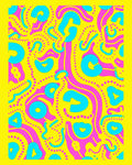 Retro Pink Blue Yellow Abstract Swirl Rug