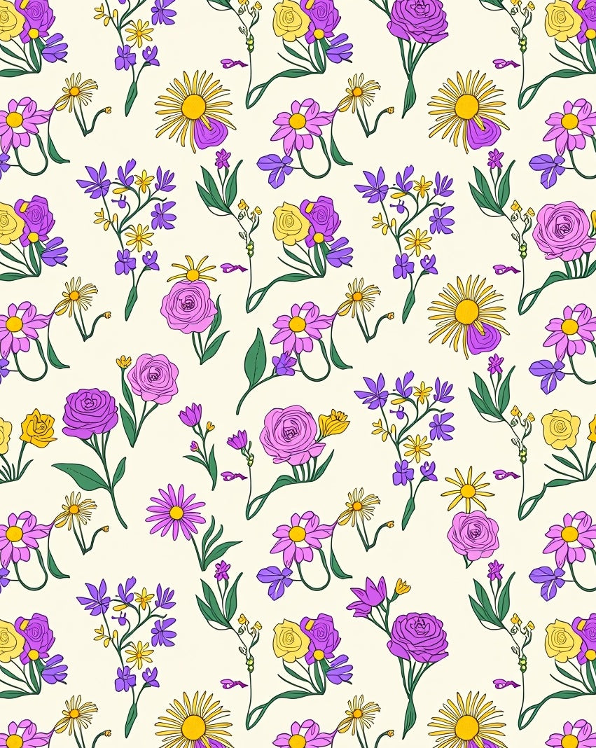 Sweet Purple Floral Garden Bloom Rug