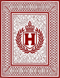 Crimson Crested Emblem Border Rug