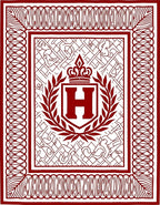 Crimson Crested Emblem Border Rug