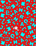 Red Turquoise Alphabet Puzzle Toss Rug
