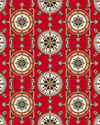 Crimson Red Nautical Compass Medallion Rug