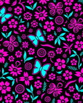 Vibrant Pink Teal Butterfly Floral Medley Rug