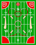 Green Field Red White Graphic Geometric Rug