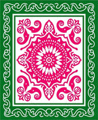 Hot Pink Floral Mandala Green Border Rug