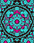 Vibrant Cyan Magenta Floral Medallion Rug