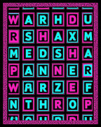 Playful Pink Cyan Alphabet Grid Rug