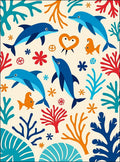 Blue Dolphins Coral Reef Whimsical Rug