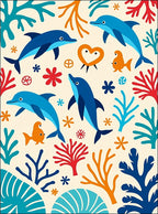 Blue Dolphins Coral Reef Whimsical Rug