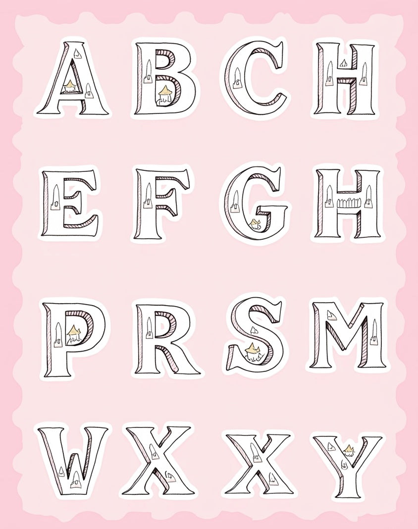 Whimsical Letter Monogram Castle Accents Rug