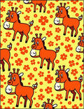 Cute Orange Giraffe Floral Meadow Rug
