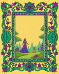 Emerald Purple Floral Vine Garden Scene Rug