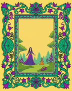 Emerald Purple Floral Vine Garden Scene Rug