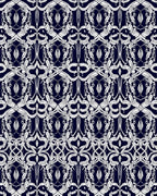 Art Nouveau Midnight Blue White Swirl Rug