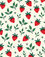 Vibrant Red Strawberry Leafy Arrangement Rug