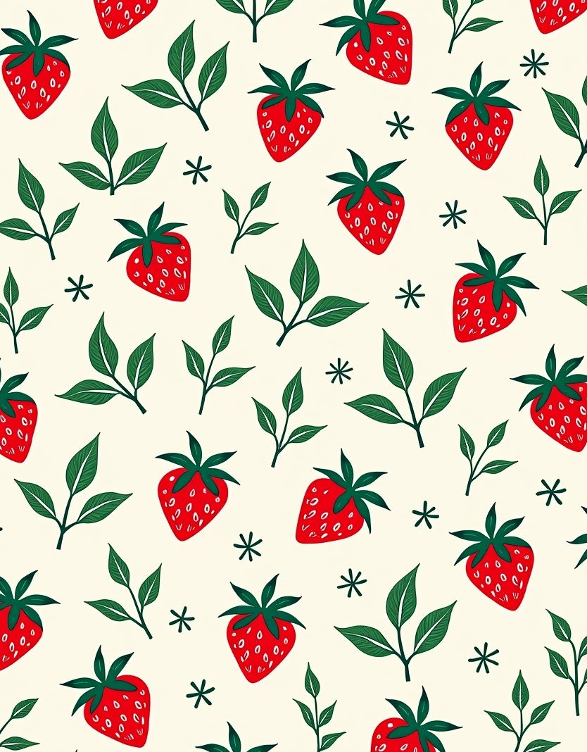 Vibrant Red Strawberry Leafy Arrangement Rug