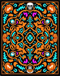 Gothic Orange Skull Floral Medallion Rug